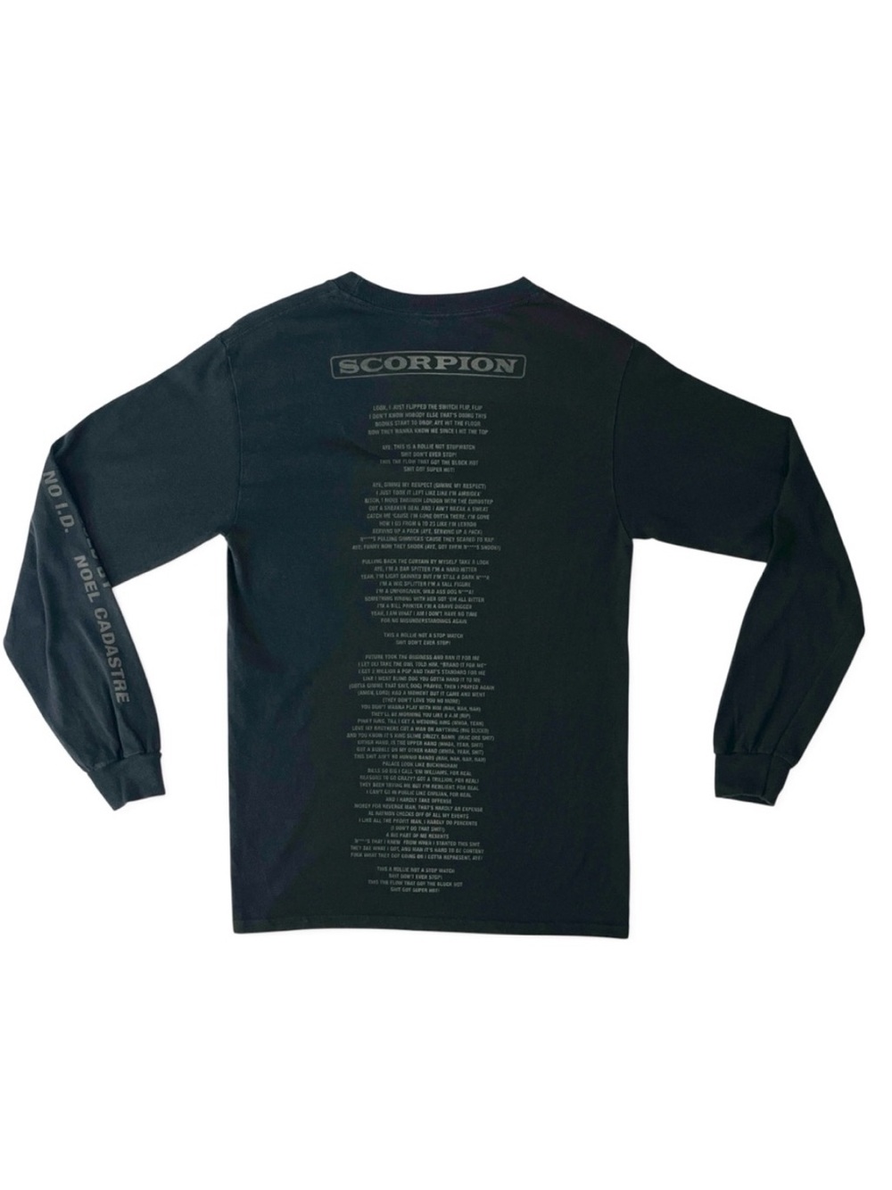 Drake Scorpion Tour Nonstop Lyrics Reflective Black Long Sleeve Tshirt small